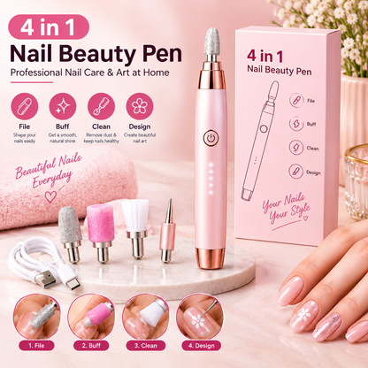 4-in-1 Nail Beauty Pen | File, Buff, Clean & Create Nail Art
