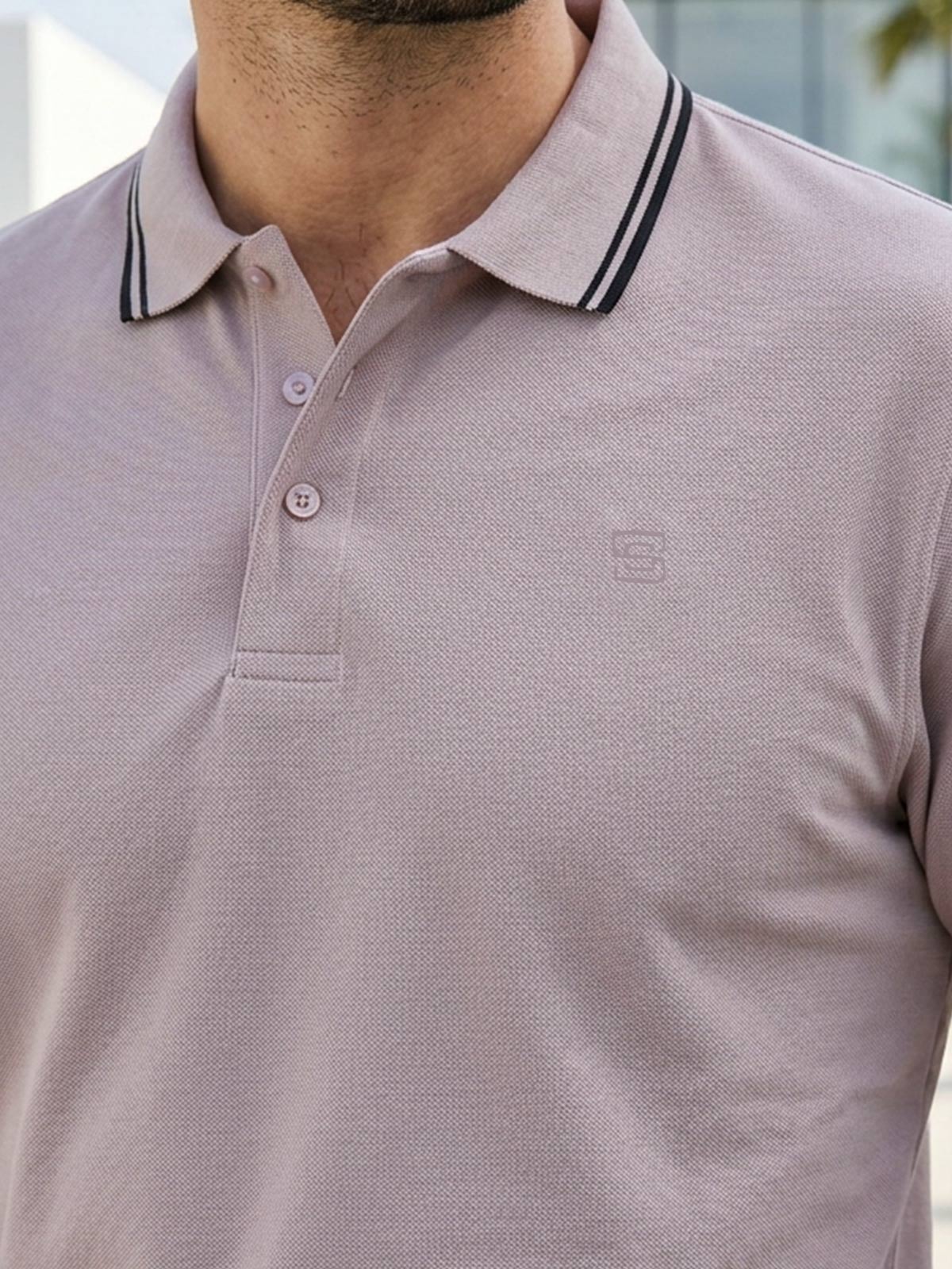 Beige Contrast Tipping Polo T-Shirt (POLO-1283)