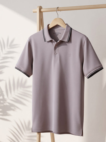 Beige Contrast Tipping Polo T-Shirt (POLO-1283)