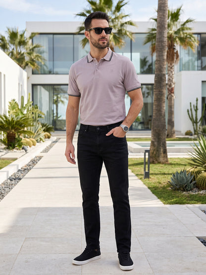 Beige Contrast Tipping Polo T-Shirt (POLO-1291)