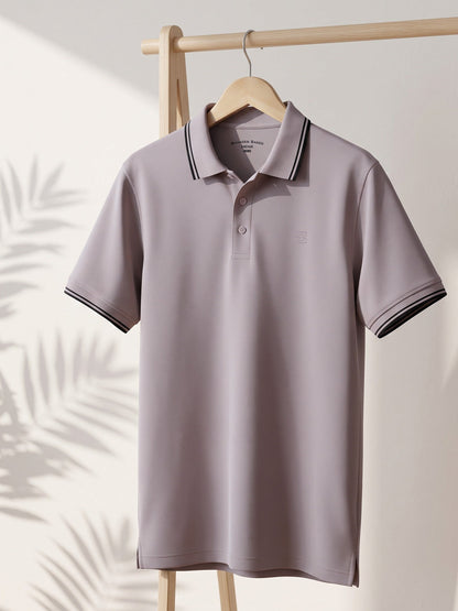 Beige Contrast Tipping Polo T-Shirt (POLO-1291)