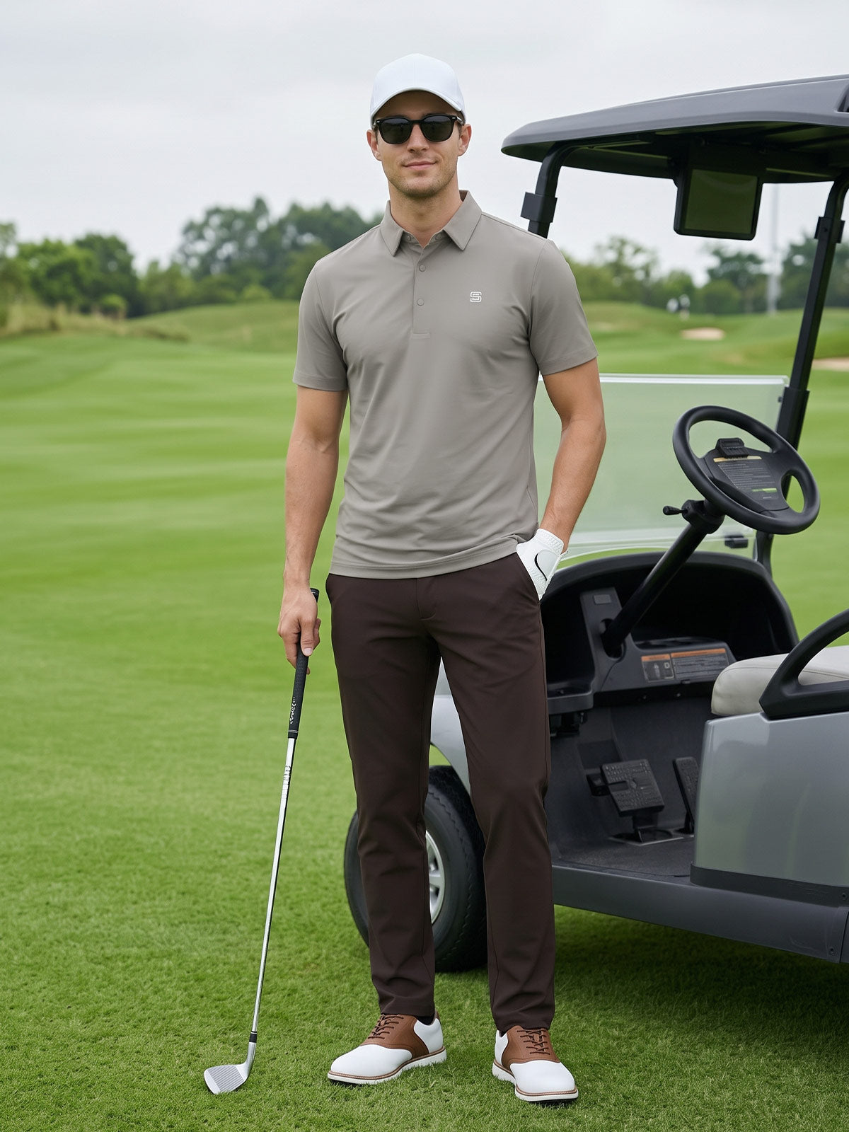 Beige Nylon Spandex Polo (POLO-1335)